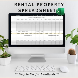 Property Management Landlord Rental Property Excel Spreadsheet Income Tracker Profit and Loss Bookkeeping Easy to Use