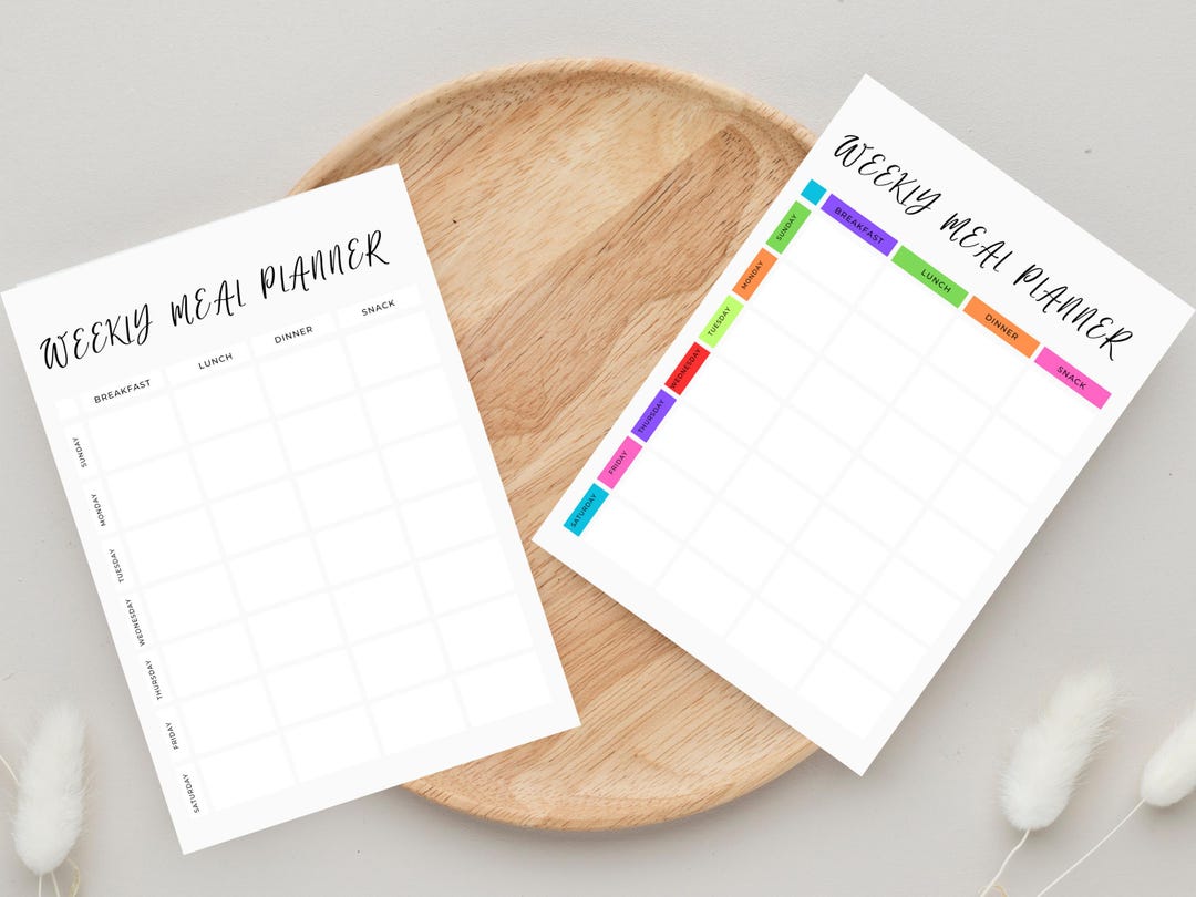 Printable Weekly Meal Planner: Family Menu Template (digital Download ...