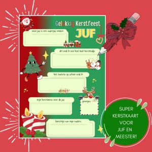 Weihnachtskarte für Lehrerin & Lehrerin | Persönlicher Weihnachtswunsch | Von Ihrem Kind ausgefüllt mit Platz für eine Nachricht der Eltern | A4 herunterladen und ausdrucken