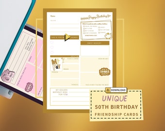 50th Birthday Guestbook A4 Cards Printables for the best Birthday Party & Gift ever | A present that will last a lifetime | Golden Birthday