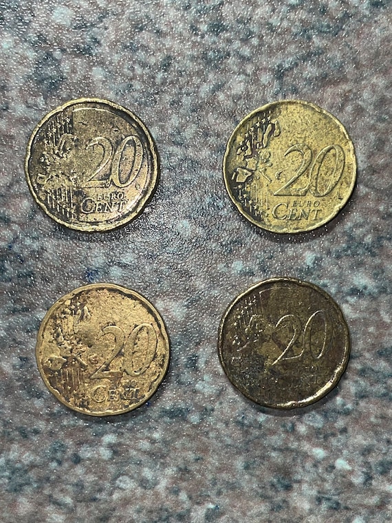 rare monete italiane da 20 centesimi danneggiate/difettose