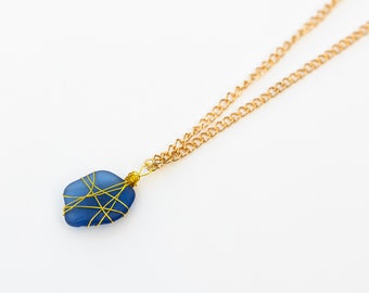 Handmade Scottish Sea Glass Necklace on Gold or Silver Tone Metal Chain Sourced from The Highlands of Scotland