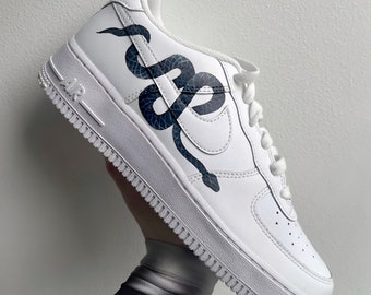 Black Snakes Custom Nike Air Force 1 | Personalized Sneakers | Custom Nike AF1 - Custom Snake Air force 1