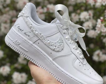 Personalized Bridal Sneakers: Hand-made Pearl Crystal Air Force 1
