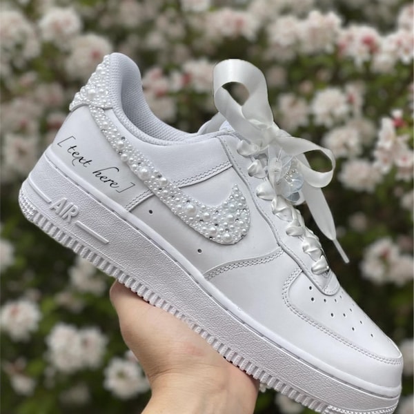 Personalized Bridal Sneakers: Hand-made Pearl Crystal Air Force 1