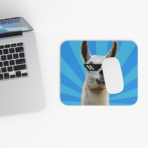 Cool Llama Mouse Pad, Funny Desk Accessory, Gamer Gift, Cute Home Office Decor, Unique Personal Item, Animal Lover Present