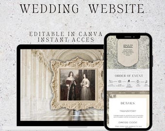 Luxury Wedding Website with RSVP | Editable Canva Invitation | Elegant Wedding Site