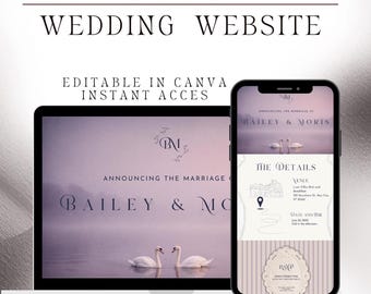 Lavender Wedding Website Template | Editable Canva Wedding Site