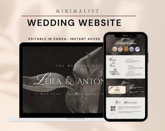 Minimalist Wedding Website Template | Minimalist Design, Editable Canva (Instant Download)