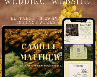 Wildflower Wedding Website Template, Editable Canva Site (Digital Download)