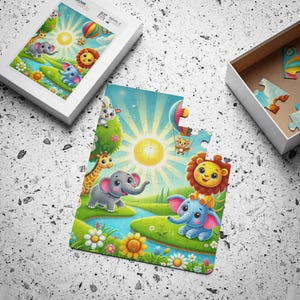 Sunny Safari Puzzle (30-teilig) Fröhliches Kinderpuzzle mit verspielten Tieren und magischem Wiesenspaß!