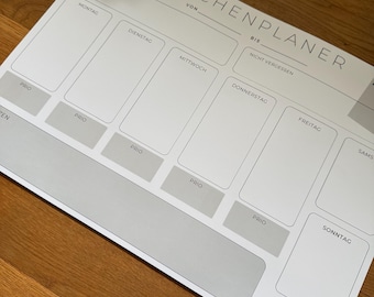 DIN A3 weekly planner pad, undated | 25 pages with space for weekly goals, notes, and daily priorities | Planning on 120 g/m² natural paper