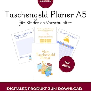 Taschengeldplaner A5 für Kinder als PDF | 41 Seiten zum Ausdrucken | Sparen, Spenden, Investieren, inkl. Elternanleitung | Finanzwissen