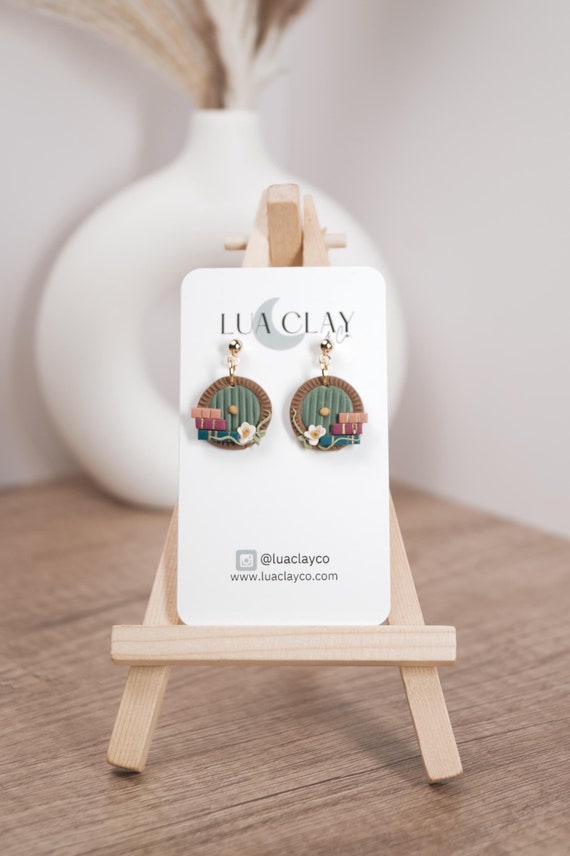 Handmade Hobbit Door Earrings | Fantasy Cottagecore Clay Dangles | Hobbiton-Inspired Jewelry