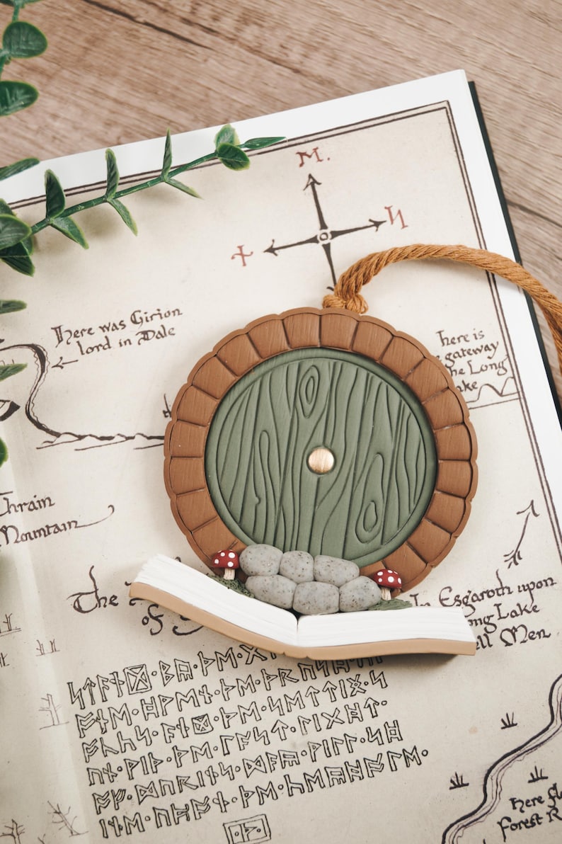 Handmade Hobbit Door Polymer Clay Ornament & Bookshelf Decoration