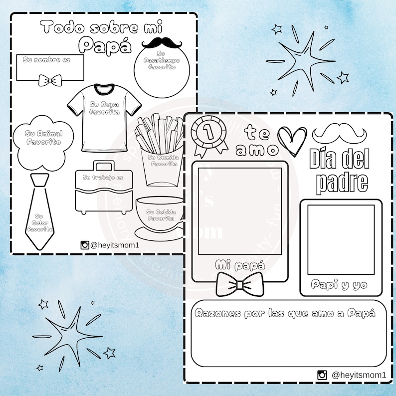 Templates for Father's Day in Spanish - All About My Dad - Father's Day ...