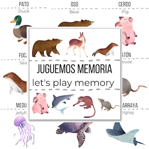 Animal Edition Memory Game- Spanish/English