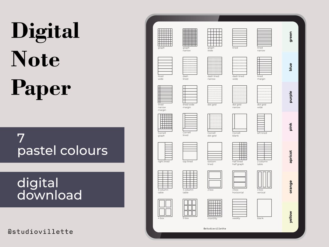 Pastel Digital Note Paper, Digital Notes, Pastel Coloured Note Paper ...
