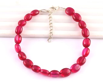 Pulsera de rubí Pulsera delicada Cuentas de piedras preciosas de rubí Pulsera de rubí Pulsera delicada para mujeres Joyería de rubí