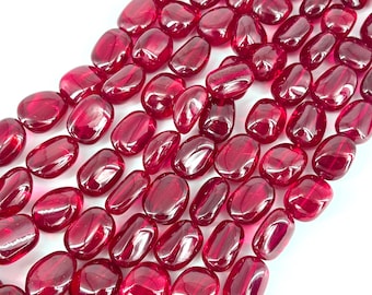Ruby Corundum Nugget Beaded Necklace: Sparkling Gemstone Jewelry