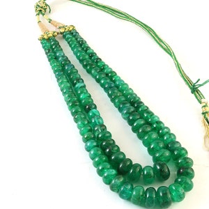 Natural Green Beryl Emerald Beads 6 To 15 MM Smooth Rondelle Beads Necklace Gemstone Emerald Beads 2 Line Necklace