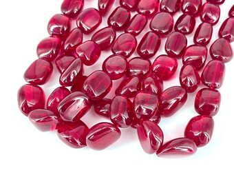 Ruby Corundum Nugget Beaded Necklace: Sparkling Gemstone Jewelry