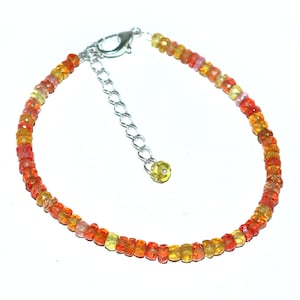 AAA++Rarest Padparadscha Sapphire Beads Bracelet Sapphire Faceted Rondelle Beads Yellow Sapphire Gemstone 4 MM Sparkle Sapphire Bracelet