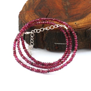 Natural Red Garnet Necklace, Garnet Gemstone Faceted Rondelle Beads Necklace, 16 Inches Birthstone Necklace, Gifted Jewelry
