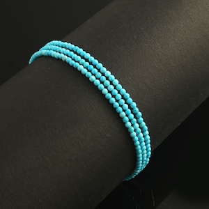 Amerikanischer Türkis Armband, natürlicher Türkis Perlen Armband, echtes Türkis Armband (2.5) MM Geschenk Armband, Edelstein Schmuck 18,5 cm