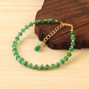 AAA++Natural Emerald Faceted Beads Bracelet Zambian Emerald Beads Shape Green Beryl Faceted Beads Emerald Gemstone Beads Bracelet