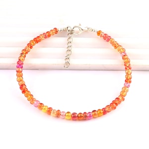 AAAA+ Padparadscha Sapphire Smooth Rondelle Beads Orange Sapphire Gemstone Beads Sapphire Smooth Beads Padparadscha Sapphires Bead Bracelet