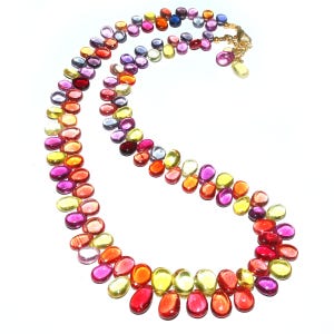 AAA++Rarest Multi Sapphire Smooth Almond Shape Necklace Orange Sapphire Yellow Sapphire Beads Necklace Sapphire Gemstone Sparkling Sapphire