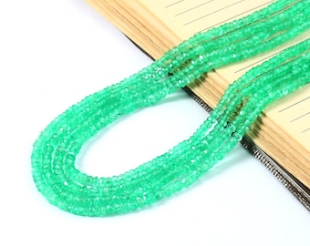 AAAA++ QUNatural Colombian Emerald Beads  Emerald Faceted Rondelle Beads Wholesale Emerald Gemstone Beads 4 Stand  Necklace