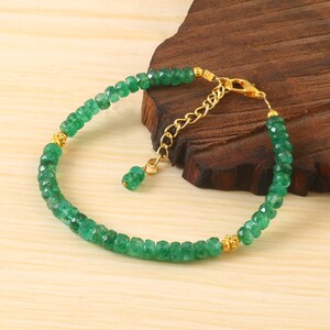 Natural Emerald Faceted Beads Bracelet Green Zambian Emerald 4 To 7 MM Beads Green Beryl Faceted Beads Emerald Gemstone Beads Bracelet