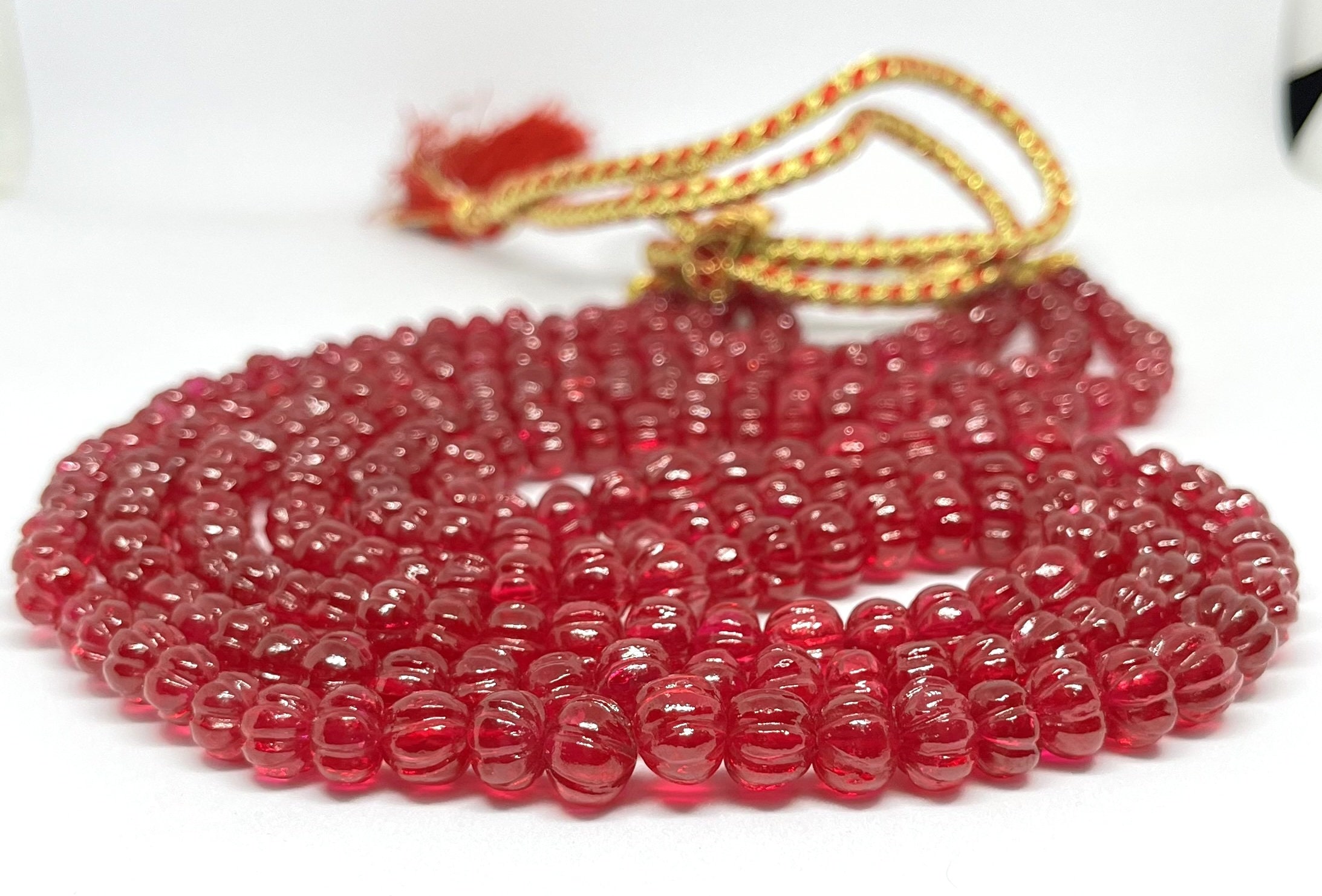 Rare Ruby Corundum Melon Beads Ruby Hand Carved Beads Ruby Pumpkin ...