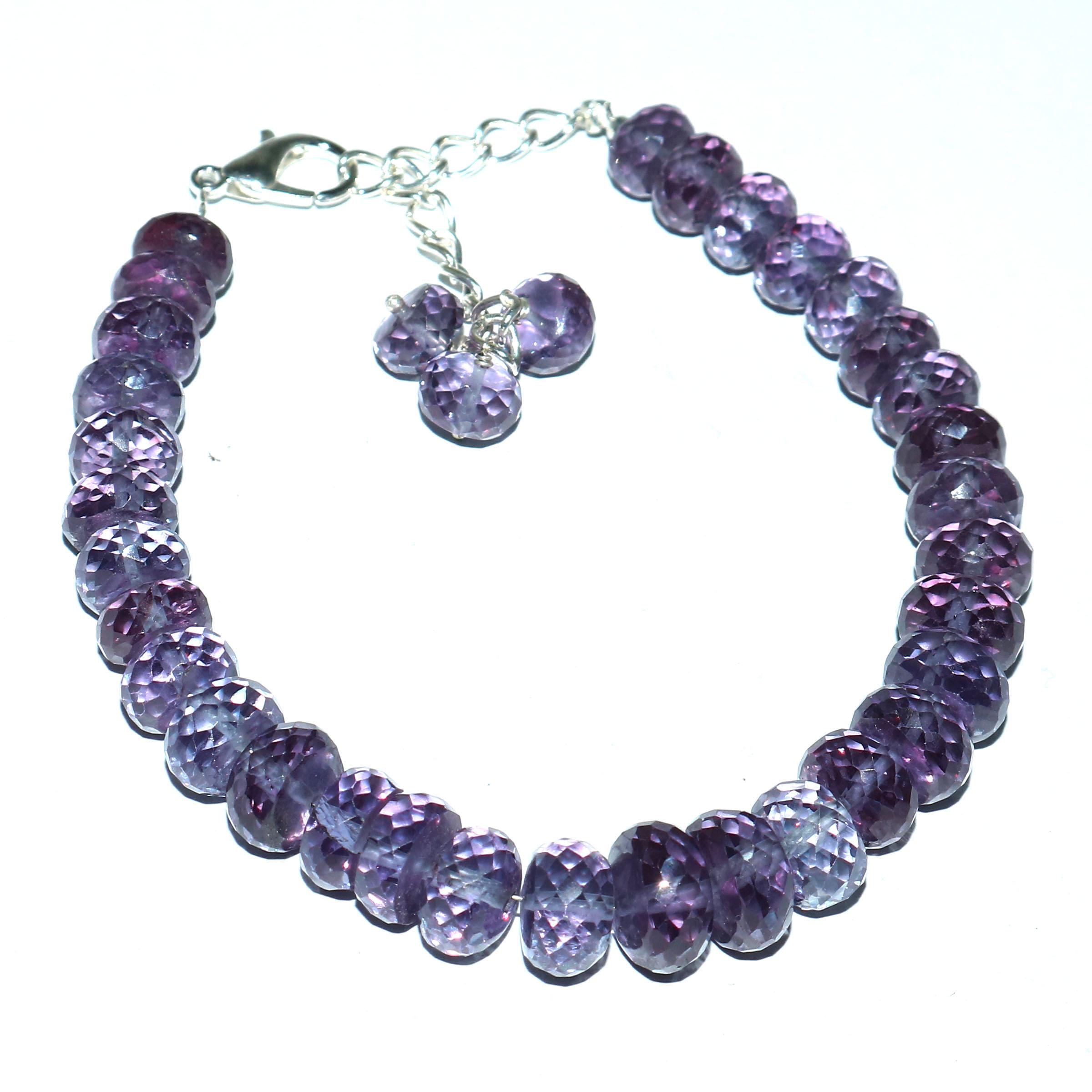 Rare Alexandrite Faceted Beads Alexandrite Rondelle Color Changing Alexandrite Stone 8-10 MM Beads Bracelet Sparkling Alexandrite Gemstone