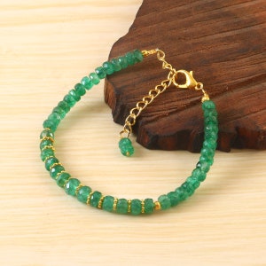 Zambian Bracelet Natural Emerald Faceted Beads Bracelet Emerald Beads Shape Green Beryl Faceted Beads Emerald Gemstone Beads Bracelet