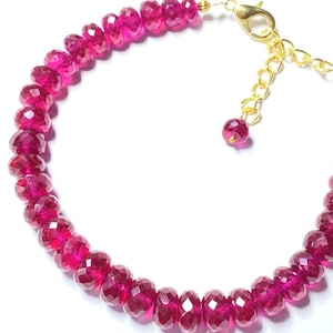 AAA++Ruby Corundum Faceted Rondelle Beads 6-9 MM Ruby Gemstone Beads Ruby Bracelet Faceted Ruby Gemstone Beads Beautiful Ruby Bracelet 7&quot;