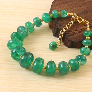 Natural Green Beryl Zambian Emerald Beads 6 To 15 MM Smooth Rondelle Beads Bracelet Gemstone Beautiful Emerald Beads  Bracelet