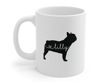 Personalized Dog Mug | Custom Dog Mug Dachshund Dog Breed Silhouette Dog Mom | White 11oz