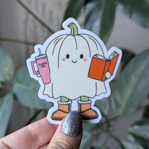 Carburant livresque, autocollants fantômes mignons pour gobelets, autocollants d'Halloween pour Kindle, cadeau livre pour les amateurs de lecture, petit cadeau pour lectrices, livres