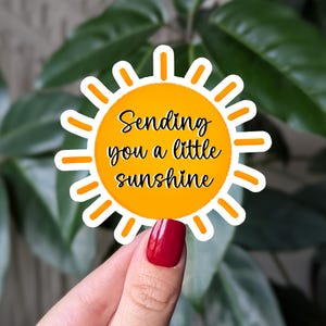 Sticker Sending You a Little Sunshine, Sticker vinyle soleil positif mignon, Sticker courrier joyeux, Sticker édifiant pour ordinateur portable