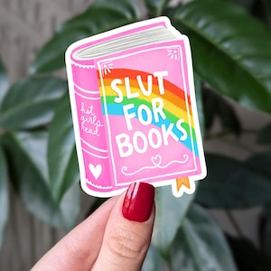 Sticker salope pour livres, sticker amateur de livres drôle, cadeau de nerd de livre pour elle, humour de lecteur, sticker livresque pour liseuse, filles sexy lisent des livres