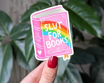 Adesivo de vagabunda para livros, adesivo engraçado para amantes de livros, presente de nerd de livros para ela, humor de leitor, adesivo literário para e-reader, garotas gostosas leem livros