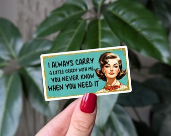Retro Crazy Lady Vinyl Aufkleber: Lustiger Laptop Aufkleber