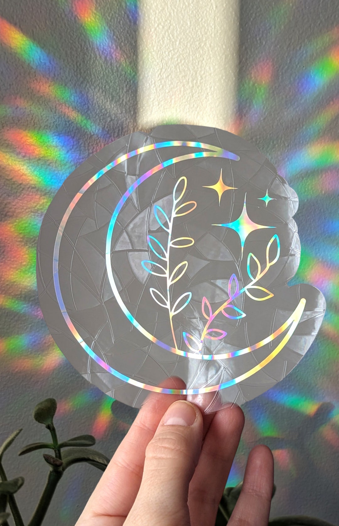 Crescent Moon Suncatcher, Rainbow Maker Window Decal, Prism Suncatcher ...