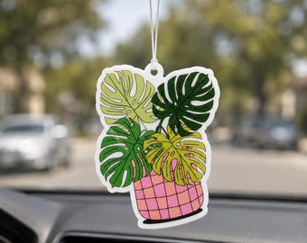 Monstera Plant Air Freshener, Plant Lover Car Air Freshener, Forest Rain Scent Car Freshener, Cute Botanical Car Decor