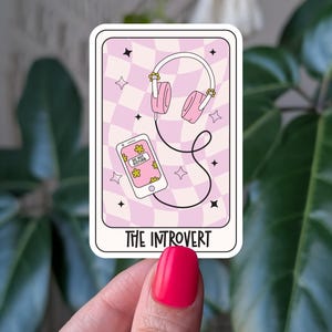 Sticker introverti, sticker vinyle sur le thème des cartes de tarot, sticker esthétique mélomane pour bouteille d'eau, cadeaux pour introvertis