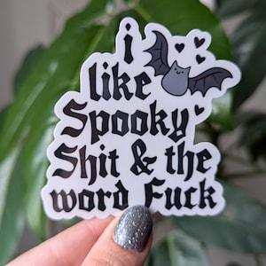 J'aime la merde effrayante et le mot baise, des autocollants d'Halloween pour coque de téléphone, des autocollants gothiques pour ordinateur portable, une chauve-souris noire, un amant effrayant, un cadeau juré pour