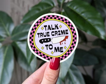 True Crime Vinyl Sticker: Retro Laptop Decal, Water Bottle Sticker